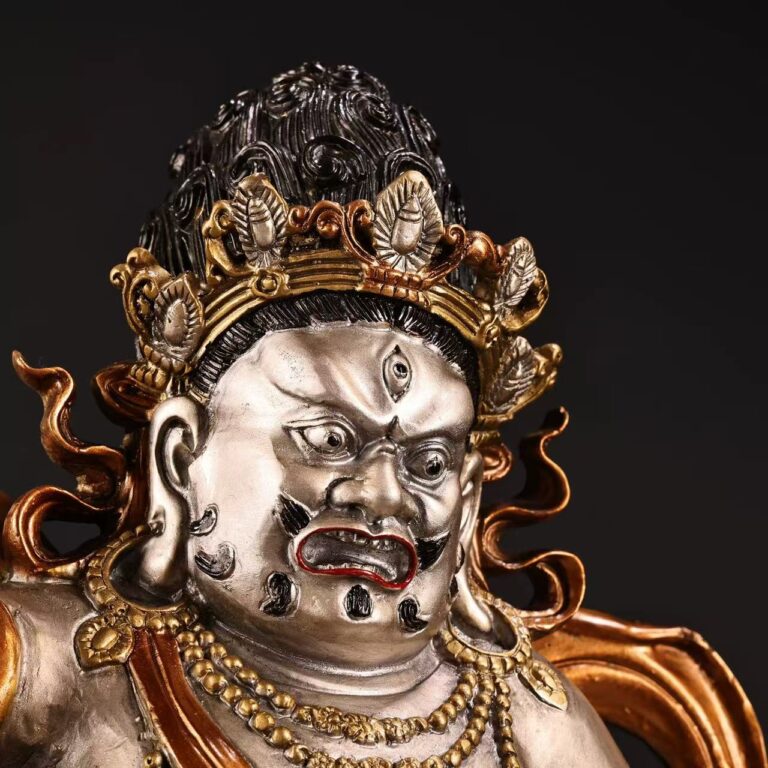 Exquisite carved White Jambhala riding dragon Avalokiteshvara emanation esoteric wealth removing obstacle practice statue