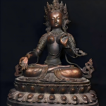 Oversized Aged Gilt Bronze White Tara Statue, Tibetan-Nepalese Craft