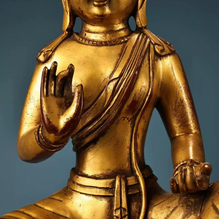 Gilt bronze Sino-Tibetan Avalokiteshvara, Abhaya & Varada mudra