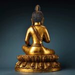 Sino-Tibetan hybrid Lokeshvara bronze figure, vertical engraved leg folds antique gilding