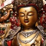 Manjusri Statue with Traditional Fire Gilding Craft