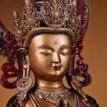 Non-Duality Wisdom-Compassion Vajrasattva Buddha Holding Vajra & Bell on Double Lotus Throne, Hand-Chiseled Gilded Collectible Grade Himalayan Art Statue - Image 2