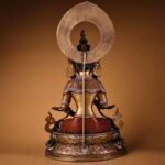 Non-Duality Wisdom-Compassion Vajrasattva Buddha Holding Vajra & Bell on Double Lotus Throne, Hand-Chiseled Gilded Collectible Grade Himalayan Art Statue - Image 4
