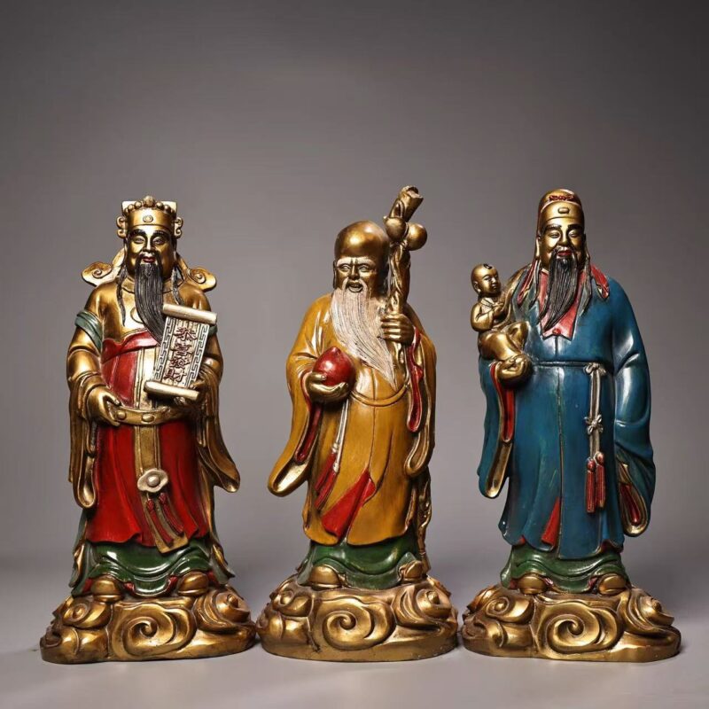 Lu Star in Red Robe Holding Scroll of Good Fortune