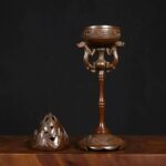 Archaistic Bronze Boshan Censer on Tall Bamboo Stem with Triple Dragon Brackets - Image 2