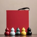 5-Piece Multicolored Ceramic Calabash Gift Set | Feng Shui Ornaments & Incense Holders
