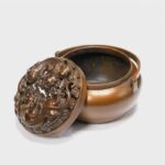 Bronze Censer with Double Chilong and Auspicious Cloud Motifs, Featuring an Arched Handle and Domed Cover - Image 6