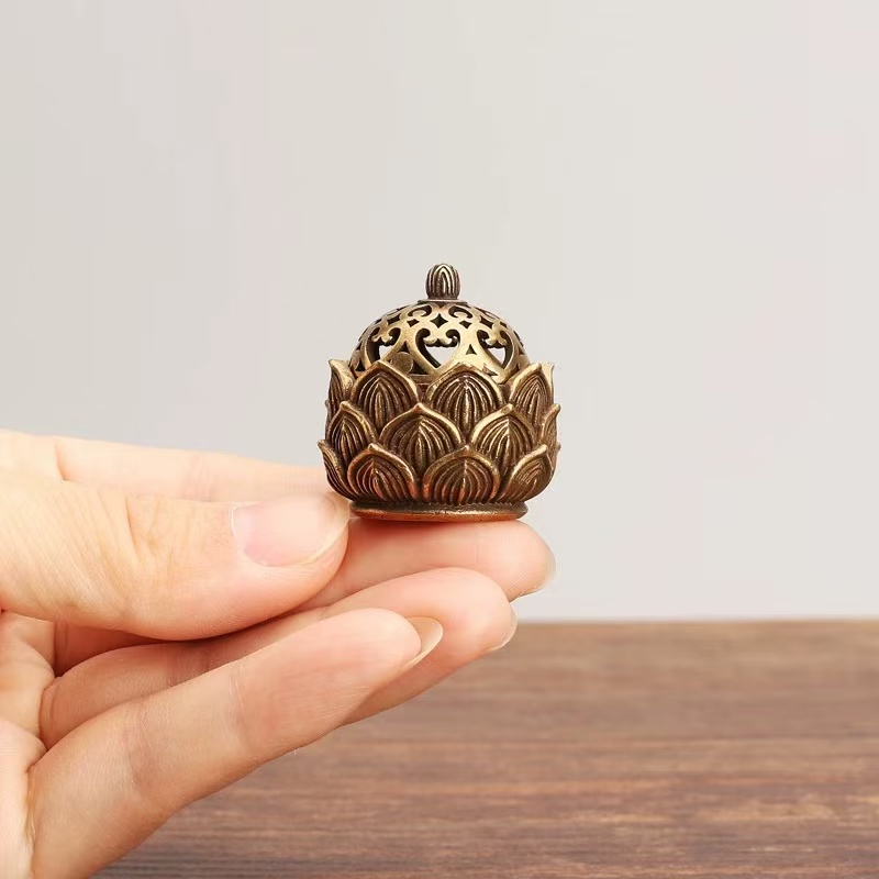 Mini-lotus-censer1 Archaistic Bronze Miniature Lotus Form Censer - Image 1